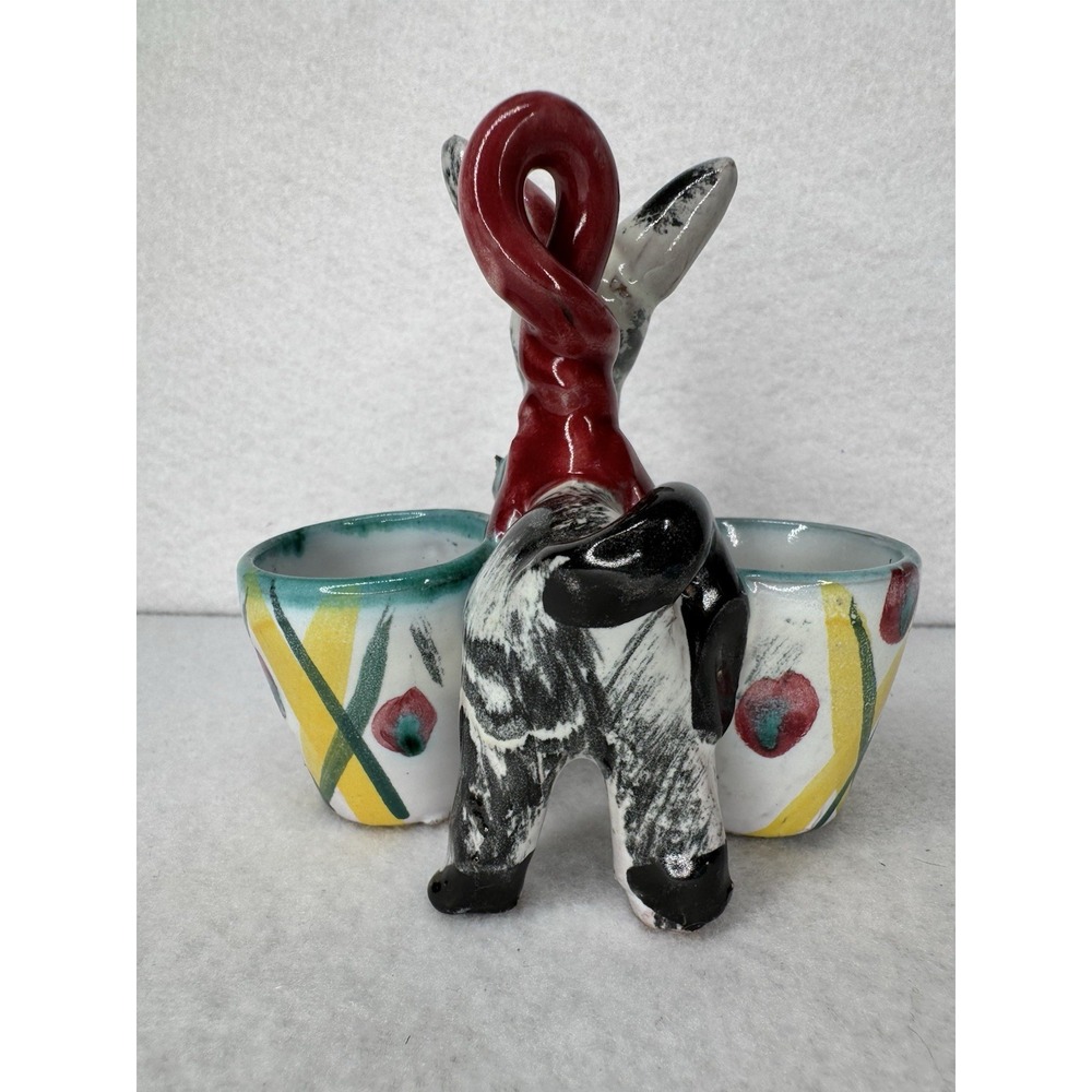 Italy Hand Painted Donkey Figurine with Double Egg Cups - Picture 7 of 12